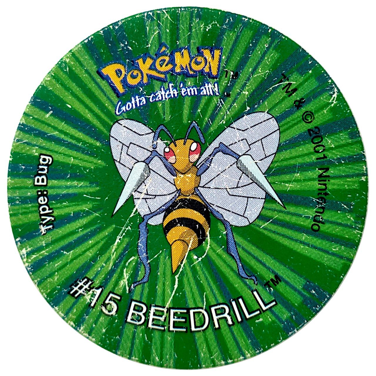 Tazo 2, #77 (#15 Beedrill), English version, 2001