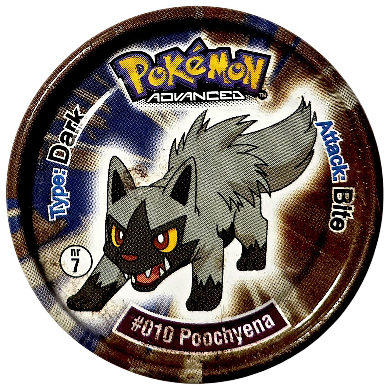 photo_5942712872297237700_y Metal Tazo Pokémon Advanced, #7 (#010 (#261) Poochyena, #011 (#262) Mightyena), Latvia, Lithuania, Estonia, 2006