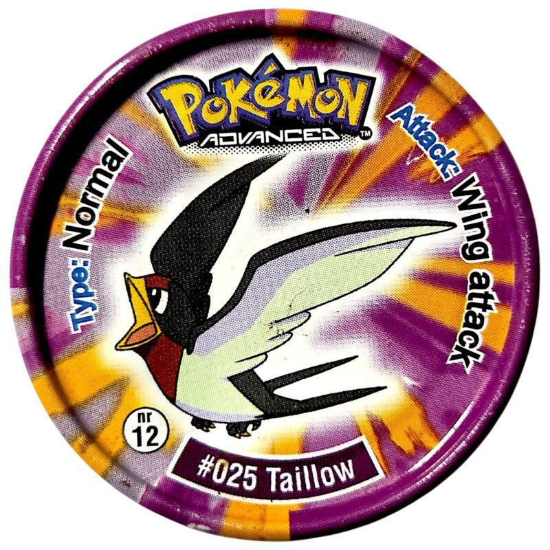 Metal Tazo Pokémon Advanced, #12 (#025 (#276) Taillow, #026 (#277) Swellow), Latvia, Lithuania, Estonia, 2006