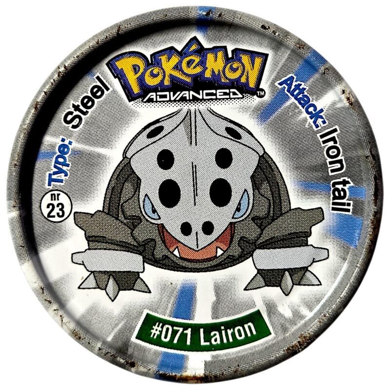 Metal Tazo Pokémon Advanced, #23 (#071 (#305) Lairon, #072 (#306) Aggron), Latvia, Lithuania, Estonia, 2006