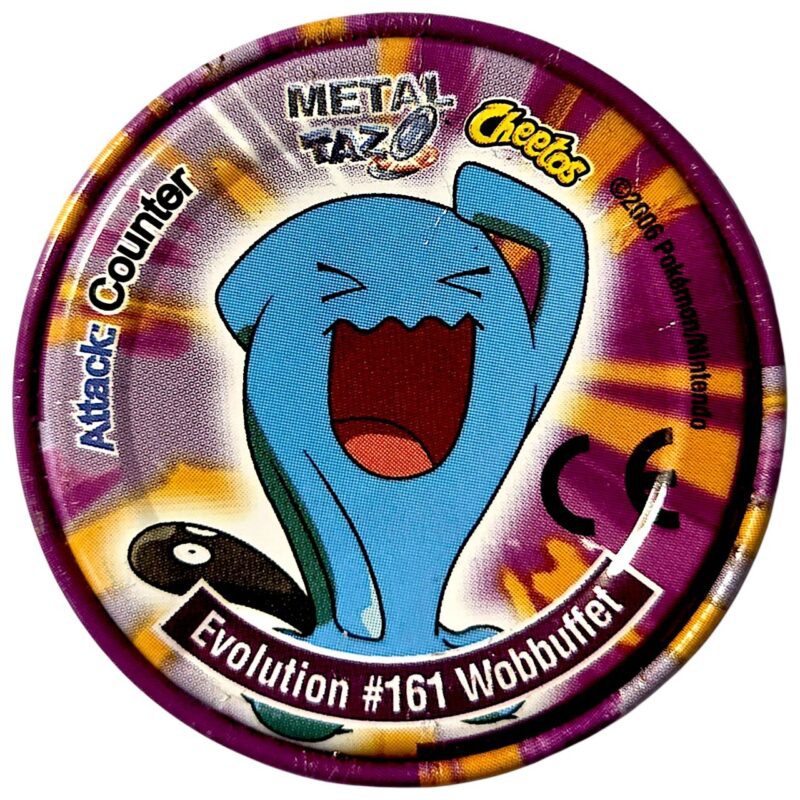 Metal Tazo Pokémon Advanced, #41 (#160 (#360) Wynaut, #161 (#202) Wobbuffet), Latvia, Lithuania, Estonia, 2006