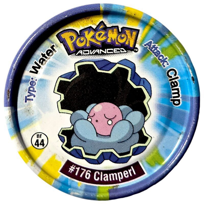 Metal Tazo Pokémon Advanced, #44 (#176 (#366) Clamperl, #177 (#367) Huntail), Latvia, Lithuania, Estonia, 2006